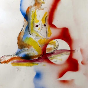 Rot_Blau: Sitzender_Akt (red_blue:_sitting_nude)