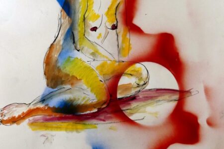 Rot_Blau: Sitzender_Akt (red_blue:_sitting_nude)