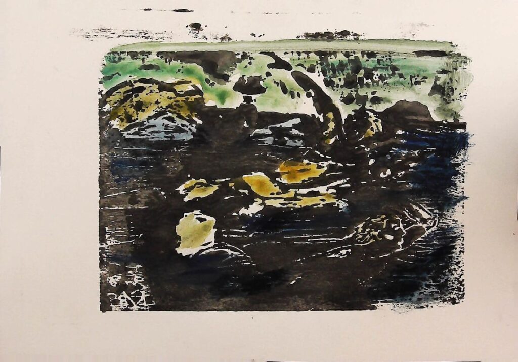 Schwimmer_1_Aquarell handkoloriert