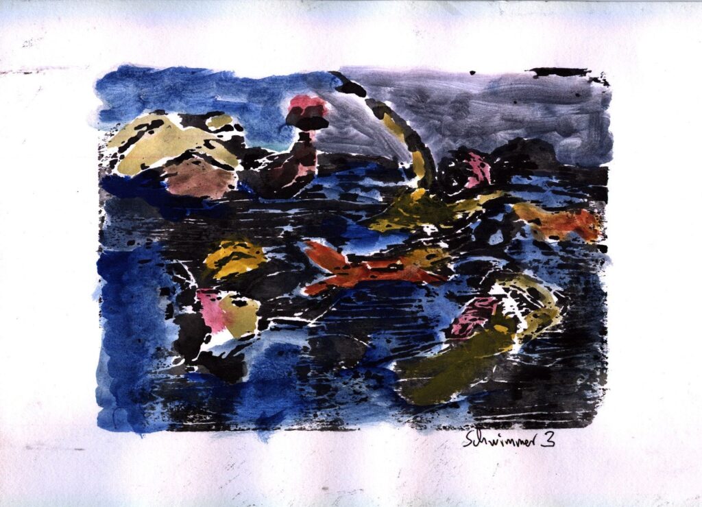 Schwimmer3_Aquarell handkoloriert