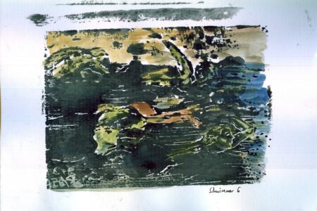Schwimmer_6_Druck-Aquarell handkoloriert